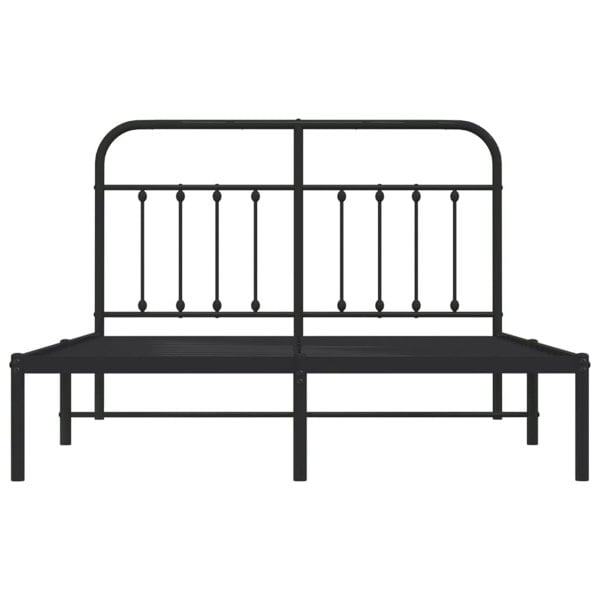 Berkfield Metal Bed Frame with Headboard Black 150x200 cm
