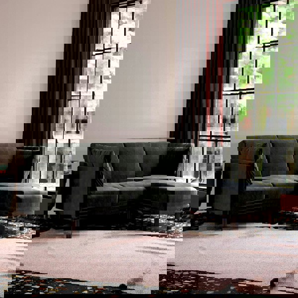 Dorel Home Clair sectional Sofa Bed in black velvet