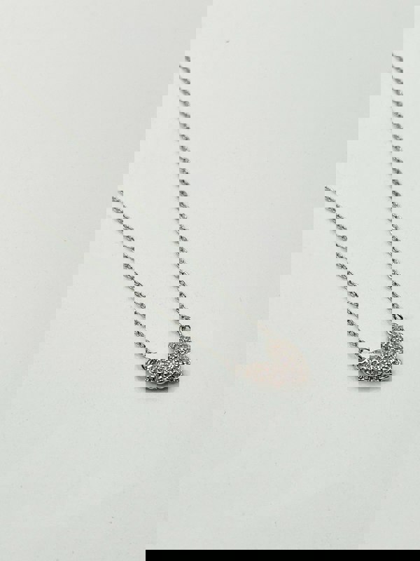 SVNX Diamante Heart Pendant Necklace in Silver Colour