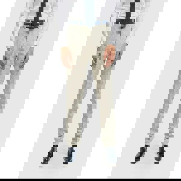 House Of Cavani Thomas - Men's Grey Wool Blend Herringbone Tweed Trousers