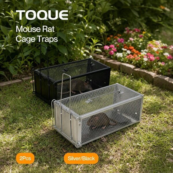 TOQUE Humane Mouse Traps Live Catch Rodent Trap Auto Lock For outdoor 2pc