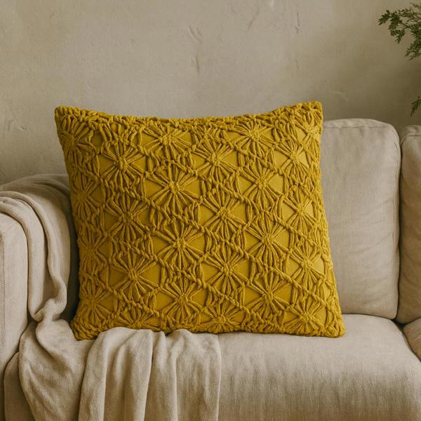 Wyld Haus Set of 2 Hautvillers Mustard Hanwoven Cushion Covers