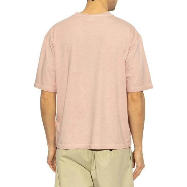 DSquared2 Mens Graphic Print Overlay Loose Fit T-Shirt - Dusty Rose/Black - 