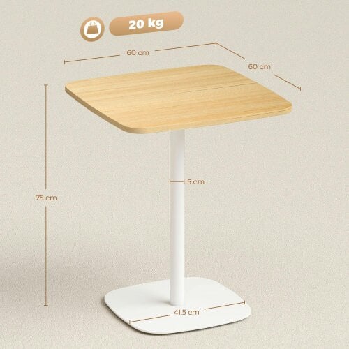 Wyld Haus Levadi Natural Wood Finish Square Dining Table With Steel Base 60cm