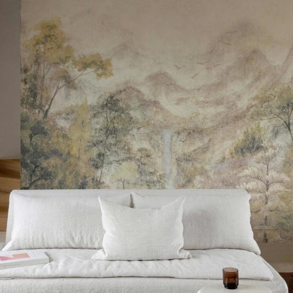 Grandeco Boutique Kampala Watercolour Trees 5 Lane Repeatable Mural 3.75 x 3m, Green
