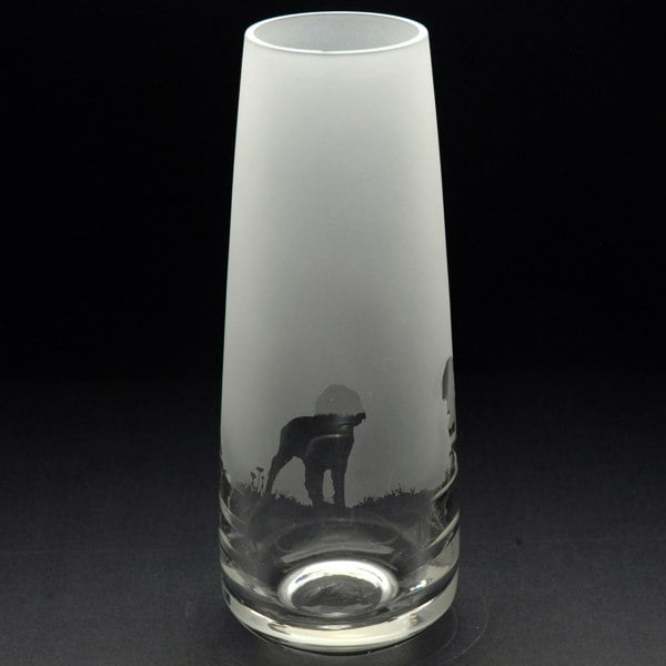 Glyptic Glass Art Springer Spaniel Dog Glass Bud Vase - Hand Etched/Engraved Gift