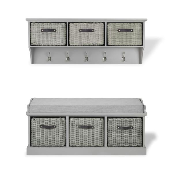 Statement Furniture Tetbury Large Hallway Set with Storage Baskets and Cushion Seat