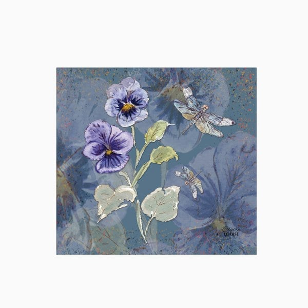 Claire Louise - Designer Powder Bloom Pansies Glass Kitchen Splashback