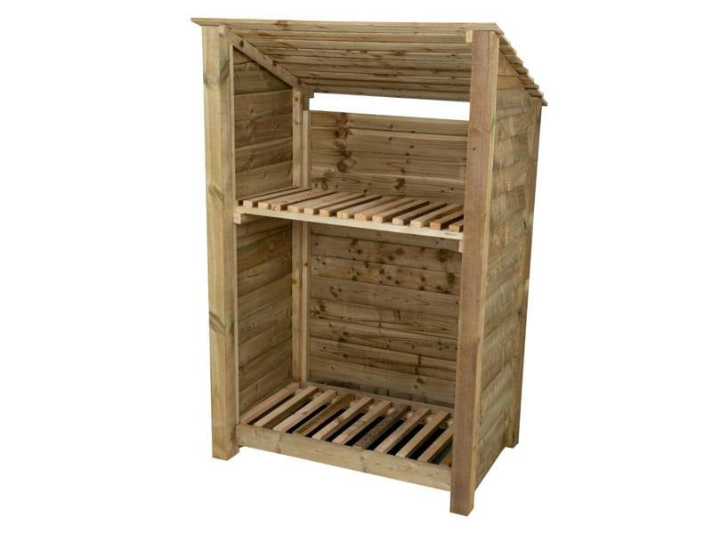 Arbor Garden Solutions Wooden Log Store (Roof Sloping Back) with Shelf W-119cm, H-126cm Or 180cm, D-88cm