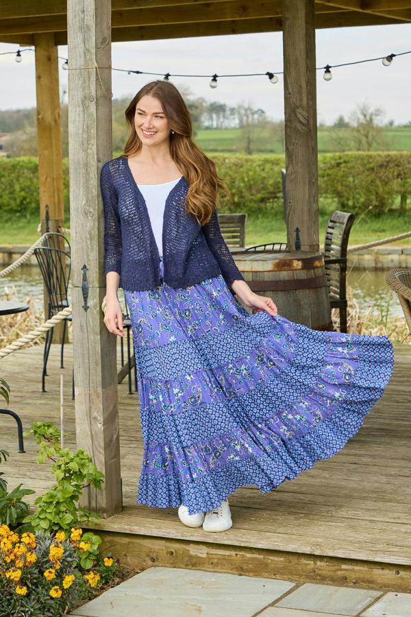 Mudflower Paisley Print Tiered Maxi Skirt