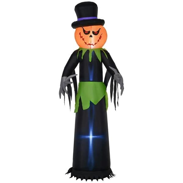 Light-up pumpkin man Halloween decoration, black outfit with jack-o-lantern head