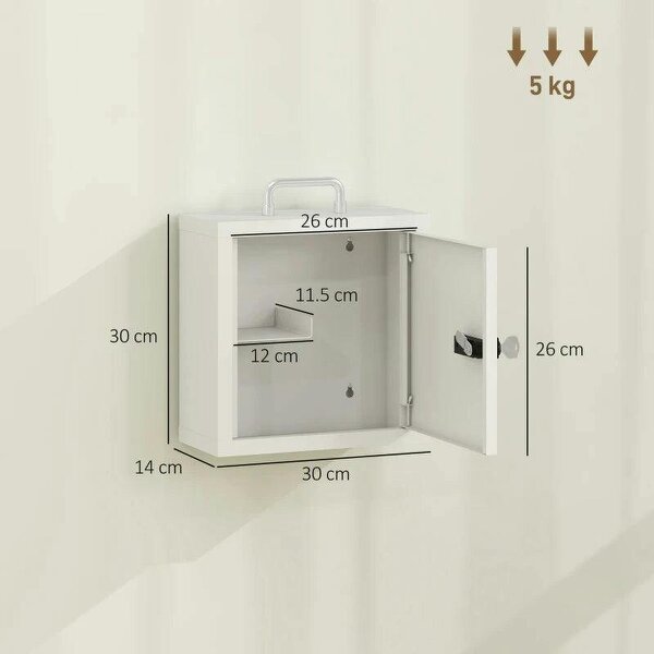 Wall Mount Medicine Cabinet with Combination and Key Lock, 2 Tier Stainless Steel First Aid Cabinet, White