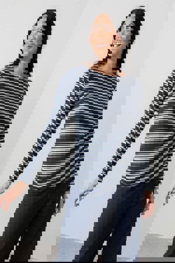 Monica Jersey Striped Long Sleeve Top Navy | Lily and Me Clothing