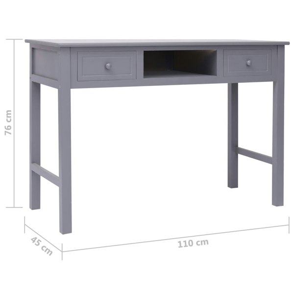Berkfield Writing Desk Grey 110x45x76 cm Wood