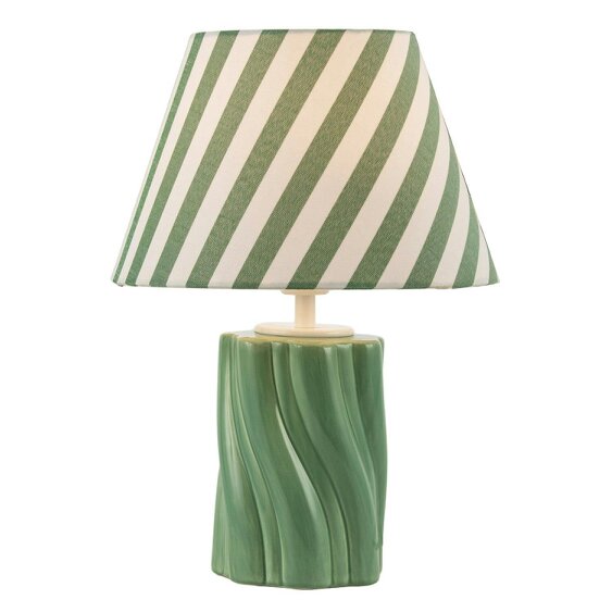 Happy Homewares Glossy Sage Green Glazed Ceramic Lamp with Sculptural Twisted Base