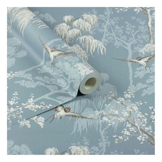 World Of Wallpaper Japanese Garden Wallpaper - Slate Blue