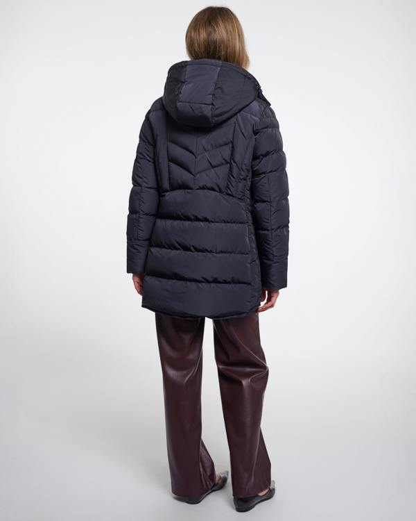 Rino & Pelle Nusa Womens Padded Coat With Detachable Hood - Dark Navy | CHO | Designer Womens Padded Coat