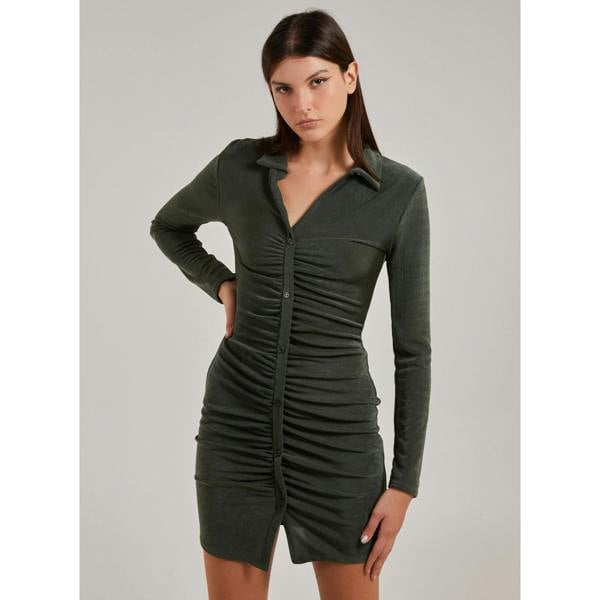 Pink Vanilla Long Sleeve Collar Mini Dress