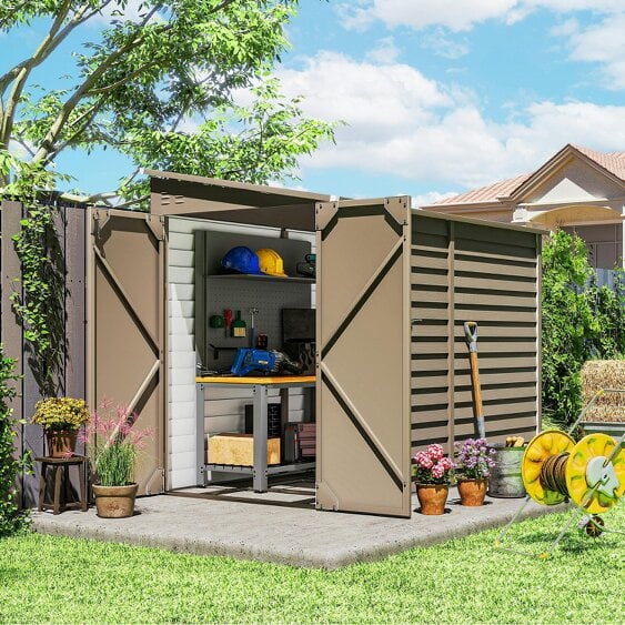 Outsunny 5 x 9ft Galvanised Metal Garden Shed with Foundation Kit