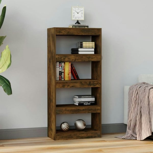Berkfield Book Cabinet/Room Divider Smoked Oak 60x30x135 cm Engineered Wood