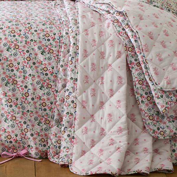 Cath Kidston Pearly Queen Ditsy Cotton Quilted Bedspread Pink