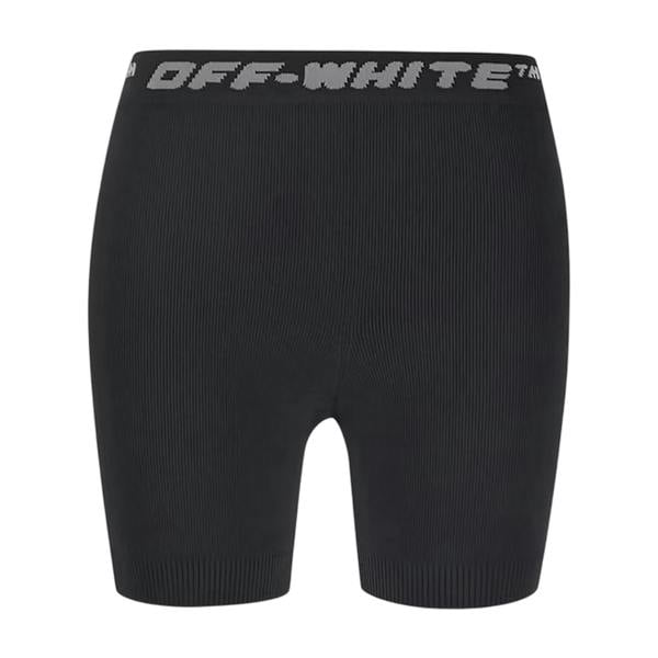 Off White Womens/Ladies Logo Ribbed Slim Shorts - Black/Grey - 