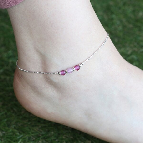 The Colourful Aura Pure Silver Colourful beaded Summer Indie Boho Indian Payal Anklet