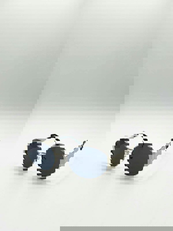 SVNX Oval Metal Frame Sunglasses in Silver Grey