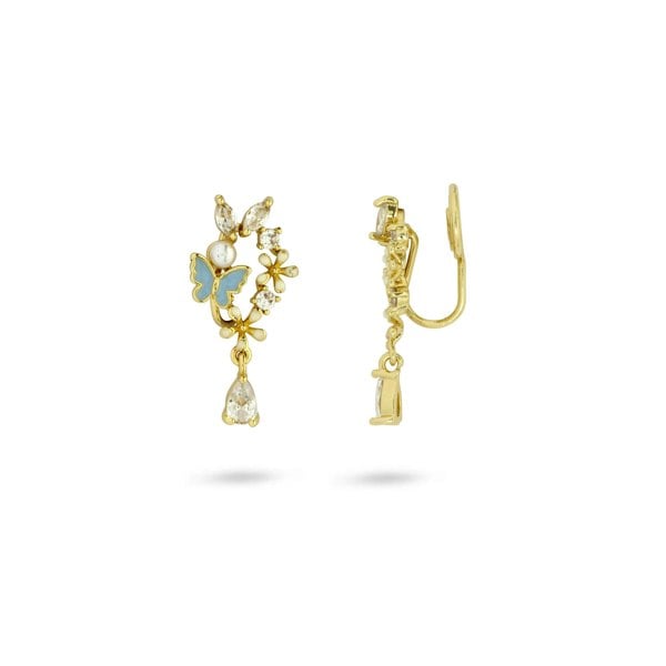 Gold Trip Wild Butterfly Drop Clip On Earrings