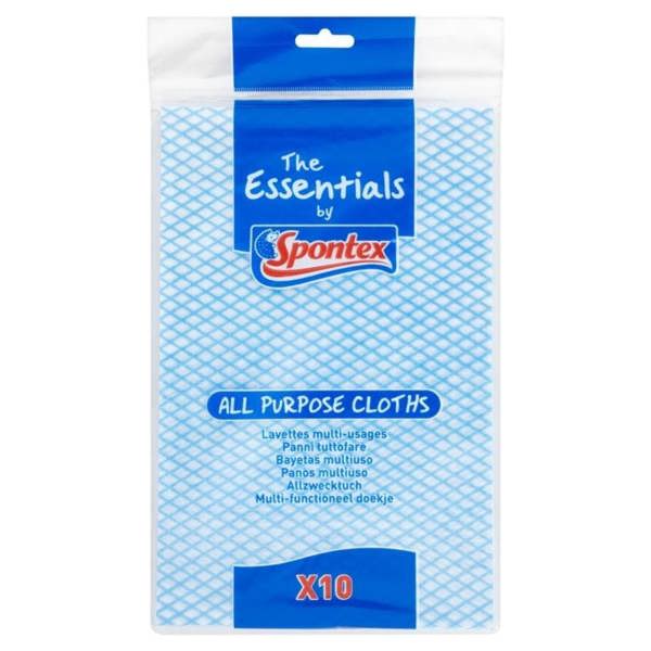 Spontex Essentials Cleaning Cloths (Pack of 10) - Blue/White - 