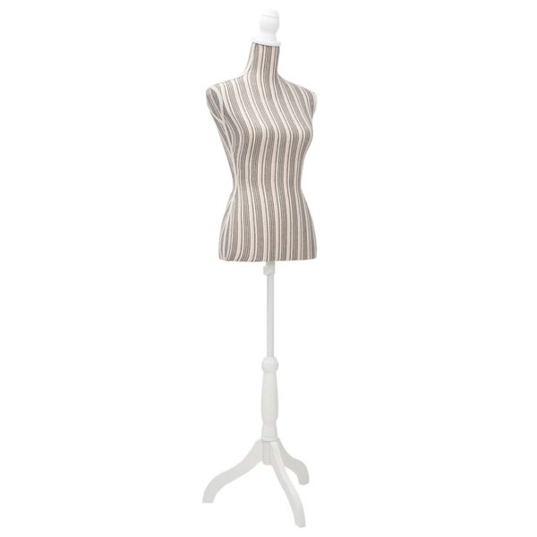Berkfield Ladies Bust Display Mannequin Linen With Stripes