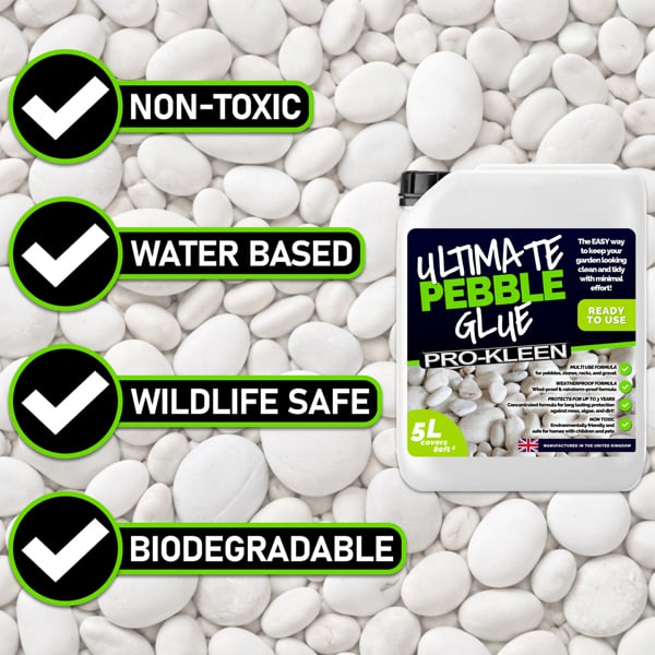 ProKleen Pro-Kleen Ultimate Pebble Glue 10L (Covers 160 ft2) Pebble Glue Binder For Gravel, Stones, Slate & Mulch