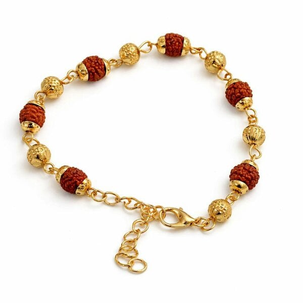 The Colourful Aura Indian Shiva Rudraksha Gold Beaded Hindu Bracelet
