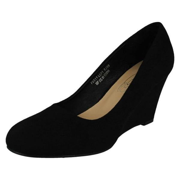 Spot On Ladies Spot On Elegant Wedge Heeled Court Shoes F90114
