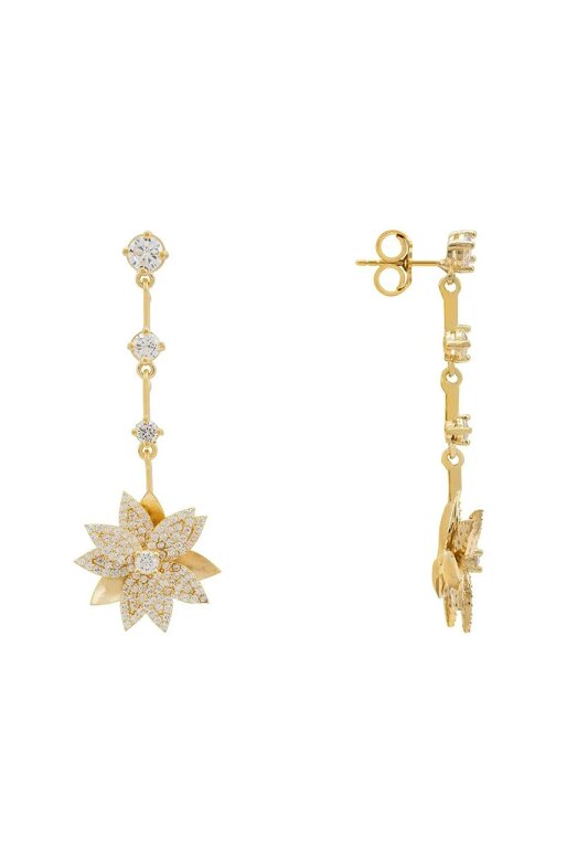 Latelita Dahlia Drop Earrings Gold White