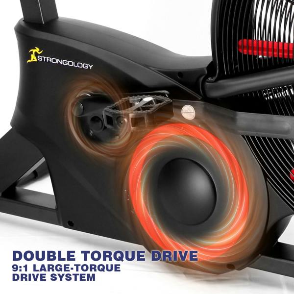 Homeology TITANIUM Assault Bike Adjustable Resistance Dual Belt Magnetic 24" Fan Professional Air Bike with Clear LCD Display