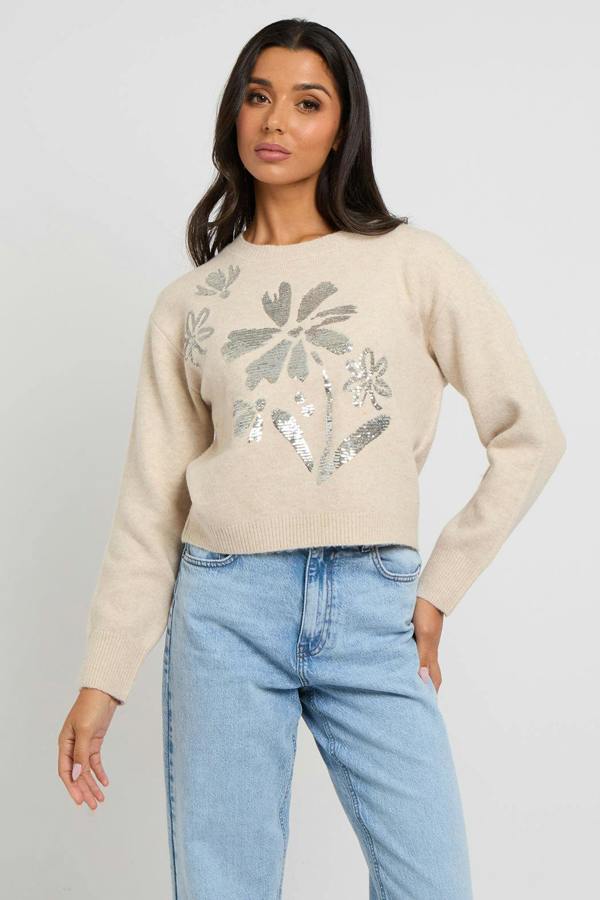 Urban Bliss Floral sequin placement jumper