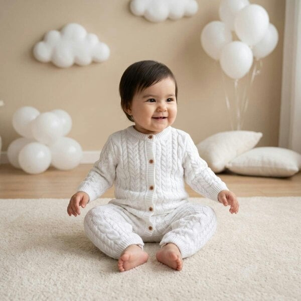 Mini Cuddles Solid Romper (White)