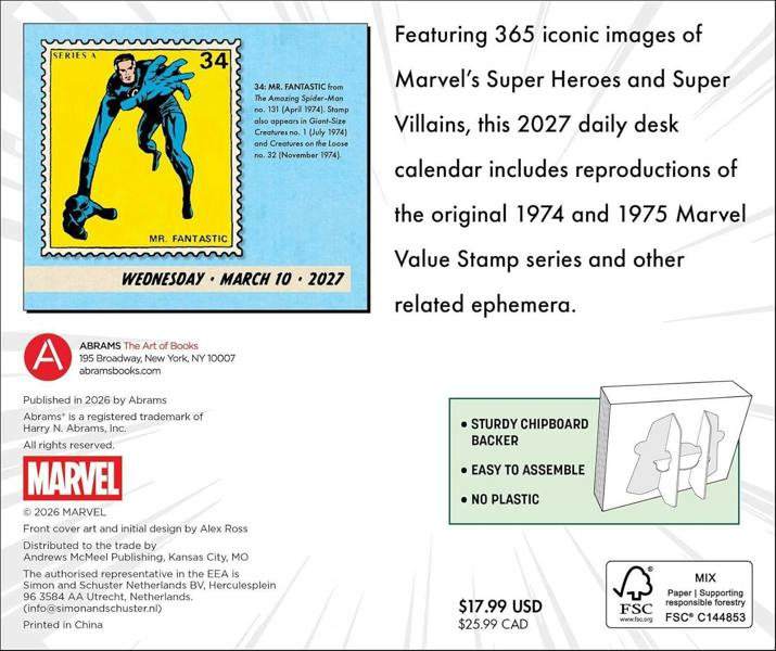 Marvel Value Stamps Day-to-Day Calendar 2027
