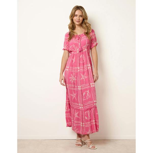 Blue Vanilla Starfish Print Tie Front Maxi Dress