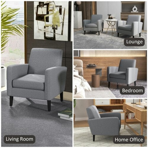 Wyld Haus Notayo Grey Fabric Modern Accent Chair With Black Legs