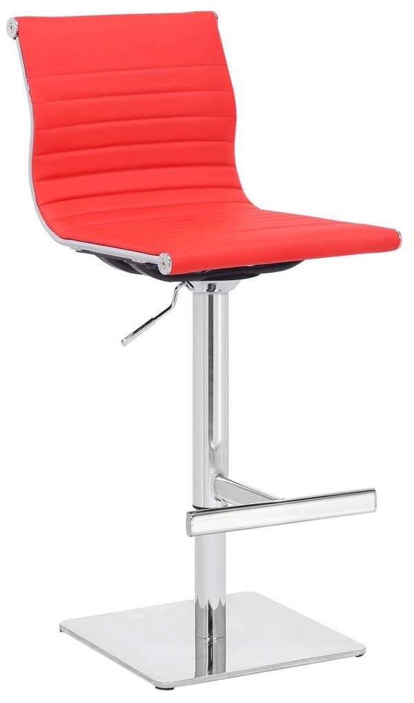 Lamboro Rovigo Deluxe Breakfast Bar Stool, Chrome Footrest, Height Adjustable Swivel Gas Lift, Home Bar & Kitchen Barstool, Red