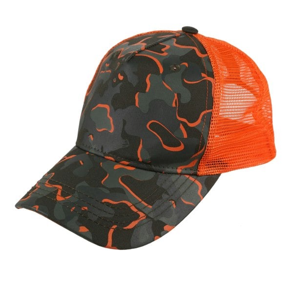 Regatta Childrens/Kids Tuyler Camo Trucker Cap - Grape Leaf/Magma Orange