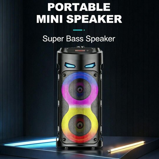 Havendro Portable Bluetooth Party Speaker Heavy Bass Subwoofer with Mic LED Light