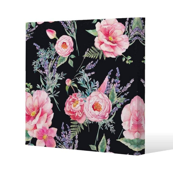 Benjamin Tate Design Watercolour Painting of Flowers Slim Style Canvas Print  75x75cm , 15mm Slim Real wood.