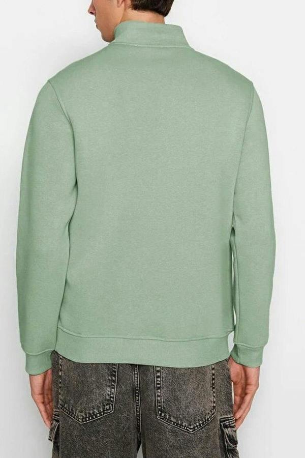 WOVCOR Stand Collar Zippered Basic Men's Sweatshirt