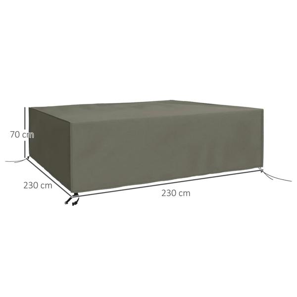 Grey square furniture cover, 230 x 230 cm with 70 cm height