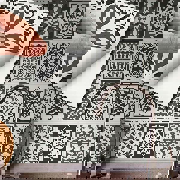 WALPLUS WT1571 - Ethor Dark Grey Mediterranean Wall Tile Sticker Set - 15 x 15 cm (6 x 6 in) - 24 pcs