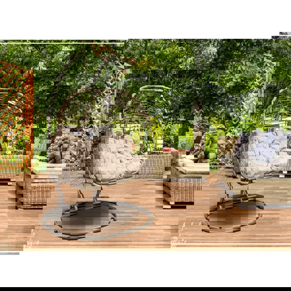 Premium Double Hanging Garden Egg Chair - Wicker Rattan - Outdoor Swing Cocoon - LoopsDirect