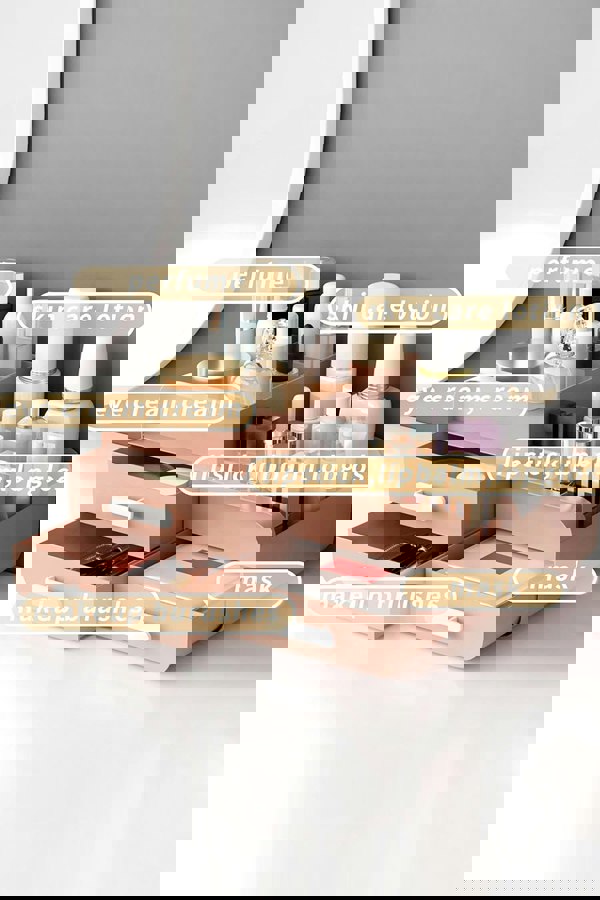 Living and Home Makeup Desktop Organizer Cosmetic Storage Gift Set with 3 Drawers